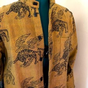 Gold Japanese dragon print jacket